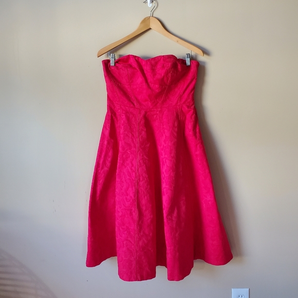 Anthropologie Red Strapless Midi Dress - Picture 3 of 6